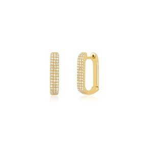 EF Collection 14k Yellow Gold Diamond Jumbo Lola Hoop Earrings